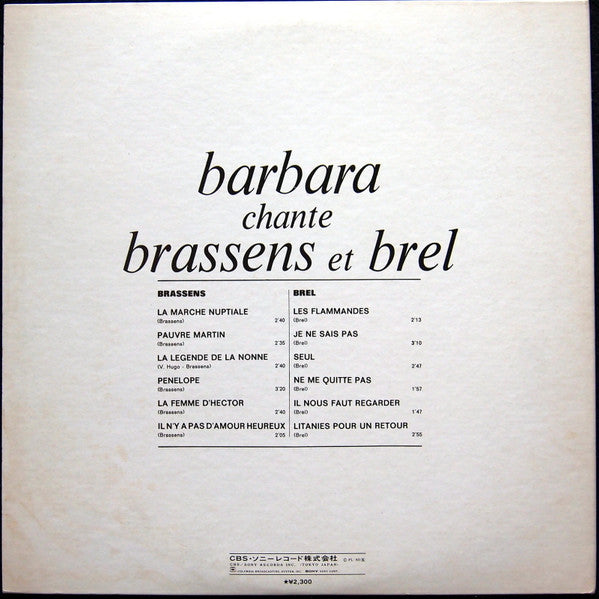 Barbara Chante Brassens Et Brel