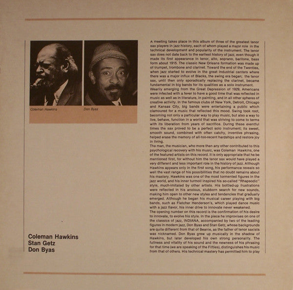 Coleman Hawkins Stan Getz Don Byas 