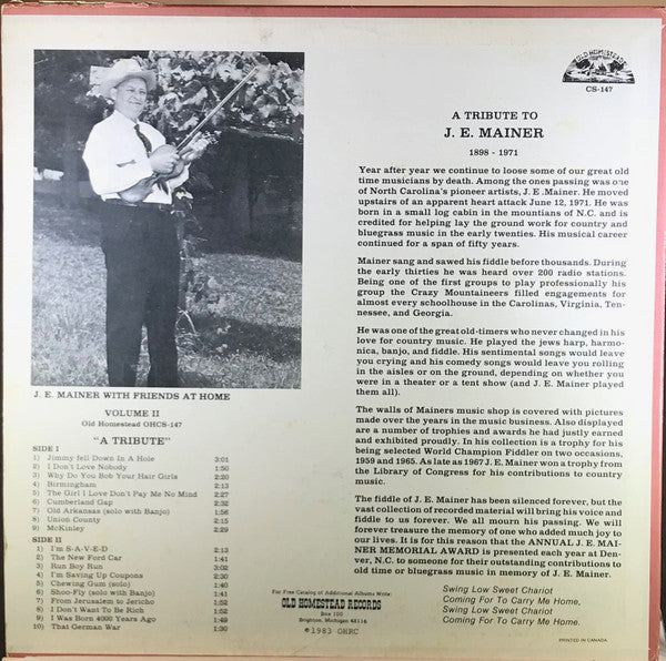 J.E. Mainer With Friends At Home Volume 2