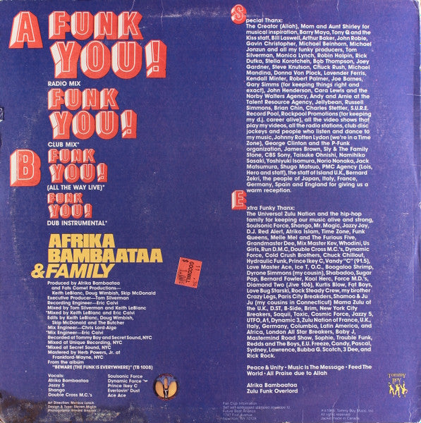 Release: Funk You!-Vinyl-US-1985-TB 870-111861
