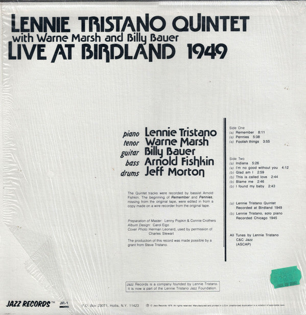 Release: Live At Birdland 1949-Vinyl-US-1979-JR-1-932656