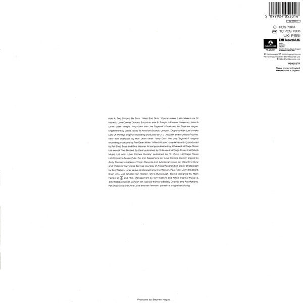 Release: Please-Vinyl-UK-1986-PCS 7303, 24 0520 1, PSB1-107872