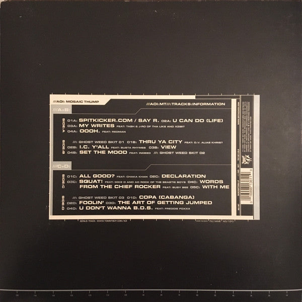 Release: Art Official Intelligence: Mosaic Thump-Vinyl-US-2000-TB1361-DLS, TB1361, TB 1361-151200