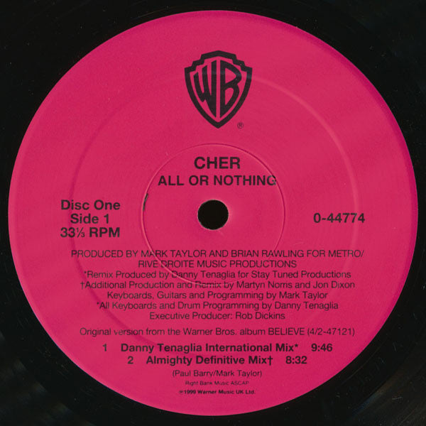 Release: All Or Nothing / Dov'è L'Amore -Vinyl-US-1999-0-44774, 9 44774-0-753943