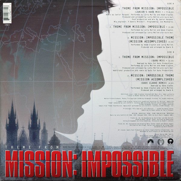 Release: Theme From Mission: Impossible-Vinyl-US-1996-12MUM75, 314 576 671-1, 314-576 671-1-126479