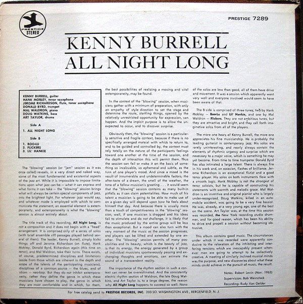 Master Release: All Night Long by Kenny Burrell
