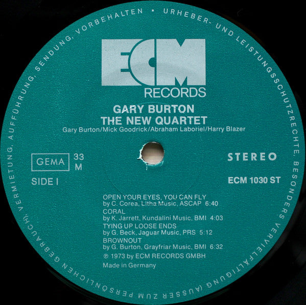 Release: The New Quartet-Vinyl-Germany-1973-ECM 1030 ST-415735