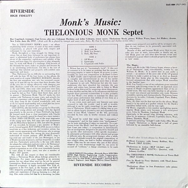 Release: Monk's Music-Vinyl-US-1983-OJC-084, RLP-242-572468