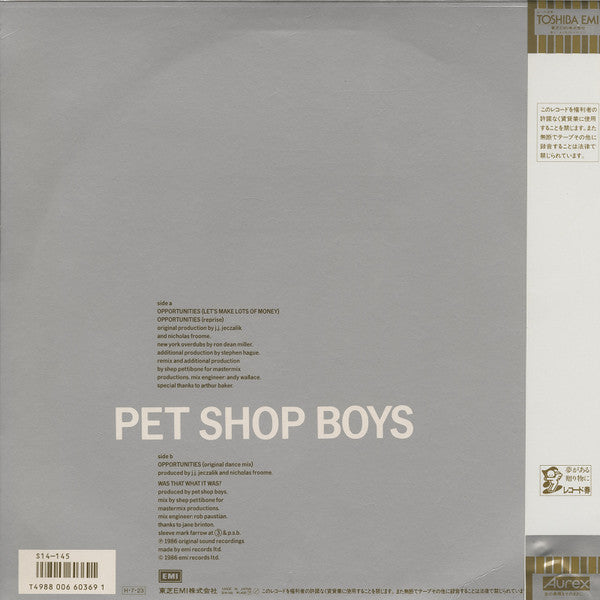Release: Opportunities (Let's Make Lots Of Money)-Vinyl-Japan-1986-S14-145-904816