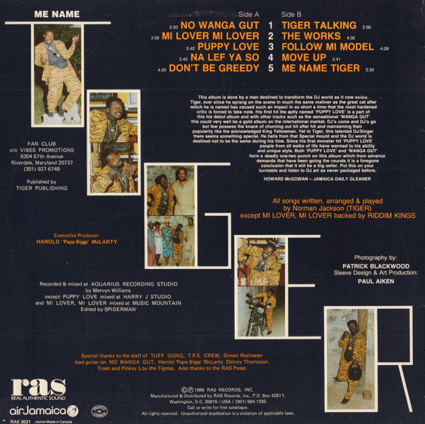 Release: Me Name Tiger-Vinyl-US-1987-RAS 3021-681421