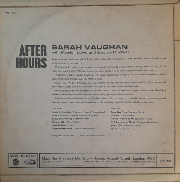 Release: After Hours-Vinyl-UK-None-MFP  1130-858177