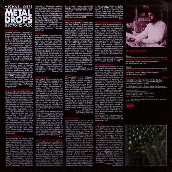 Release: Metal Drops (Electronic Music)-Vinyl-Germany-1984-SM 1043-587758
