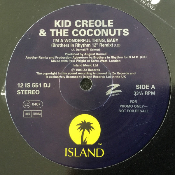 Release: I'm A Wonderful Thing, Baby (Brothers In Rhythm Remix)-Vinyl-Europe-1993-12 IS 551 DJ, 12 IS 551 DJ-993116