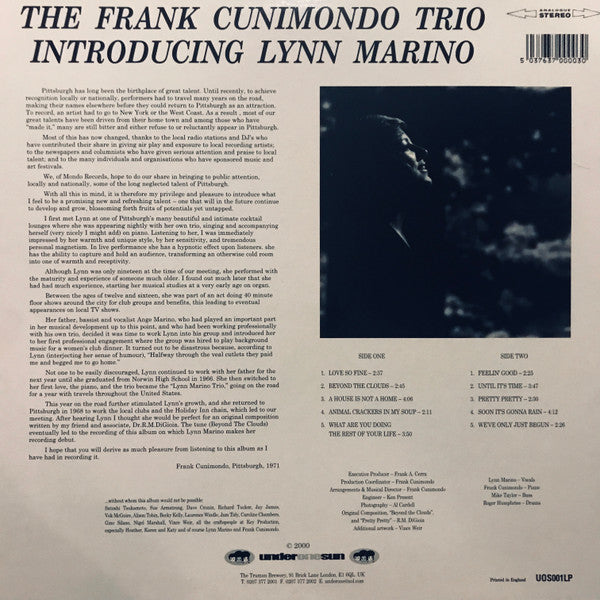 Master Release: The Frank Cunimondo Trio Introducing Lynn Marino by The Frank Cunimondo Trio