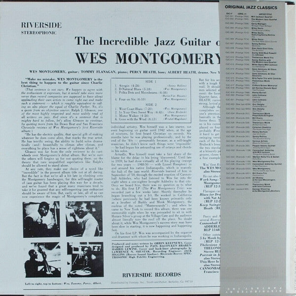 Release: The Incredible Jazz Guitar Of Wes Montgomery-Vinyl-US-1982-OJC-036, RLP-9320-468353