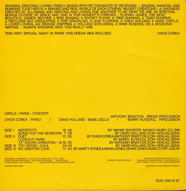 Release: Paris - Concert-Vinyl-Germany-1972-ECM 1018/19 ST-493864