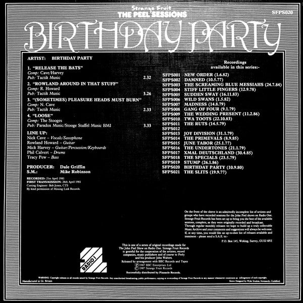 Master Release: The Peel Session (21st April 1981) by The Birthday Party