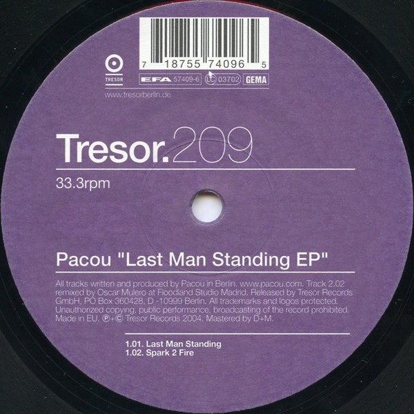 Release: Last Man Standing EP-Vinyl-Germany-2004-Tresor 209-225614