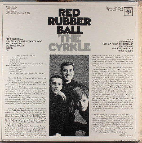 Release: Red Rubber Ball-Vinyl-US-1966-CL 2544-502701
