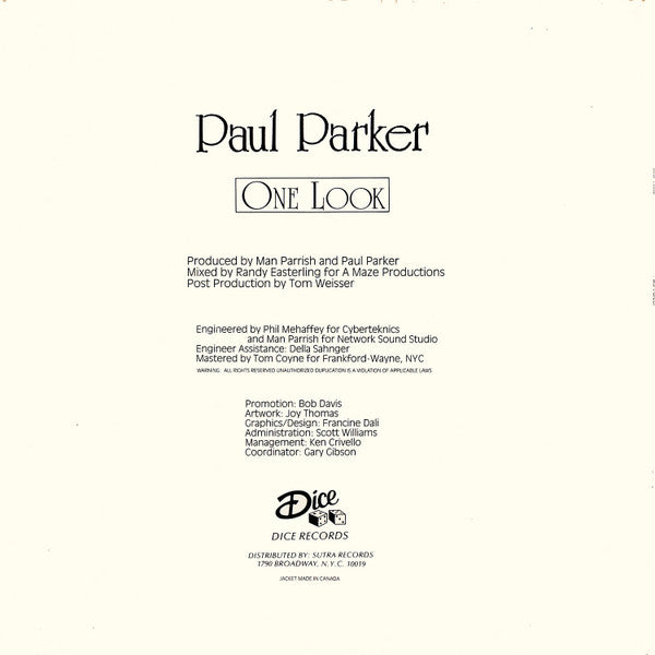 Release: One Look (One Look Was Enough)-Vinyl-US-1987-TGR 1011, TGR-1011, 1011-101257