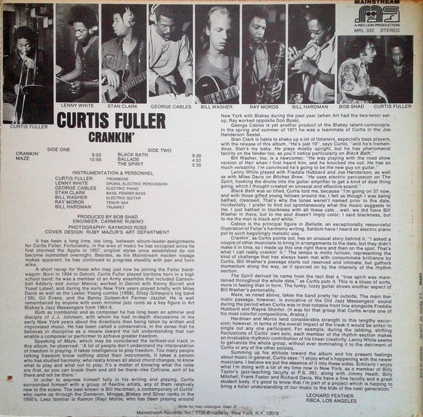 Master Release: Crankin' by Curtis Fuller