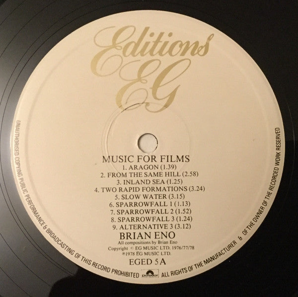 Release: Music For Films-Vinyl-UK-1982-EGED 5, 2335 243-847439