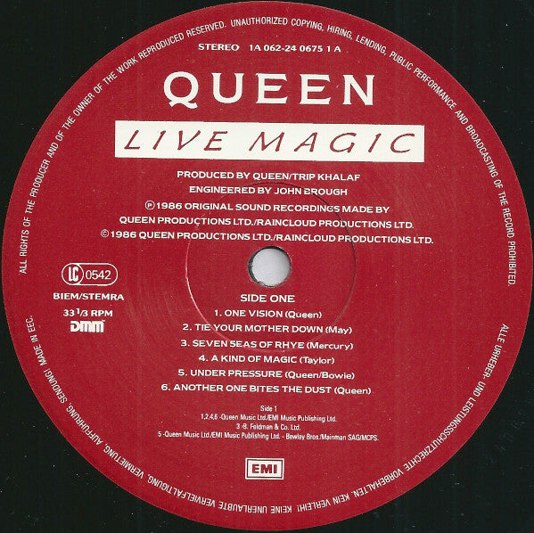 Release: Live Magic-Vinyl-Europe-1986-24 0675 1, 062-24 0675 1, 1A 062-24 0675 1-586463