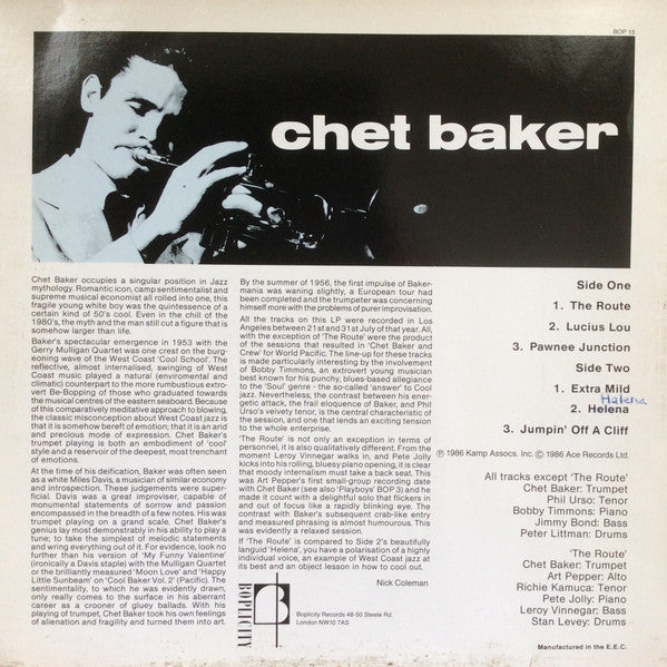 Release: Chet Baker Quintette-Vinyl-UK-1986-BOP 13-516473