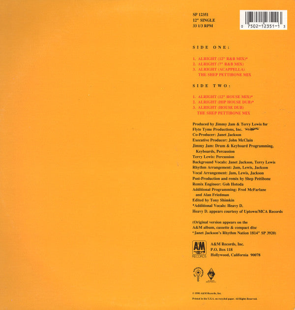 Master Release: Alright by Janet Jackson