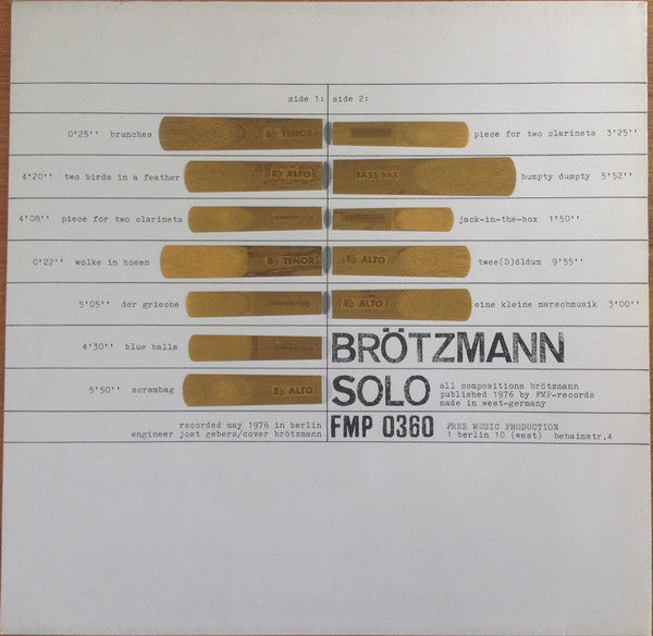 Master Release: Solo by Peter Brötzmann