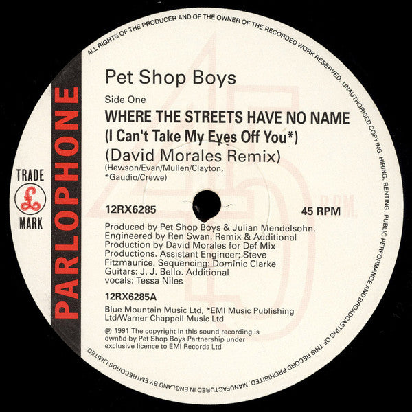 Release: Where The Streets Have No Name (I Can't Take My Eyes Off You) / How Can You Expect To Be Taken Seriously?-Vinyl-UK-1991-12RX6285, 2042666-115864