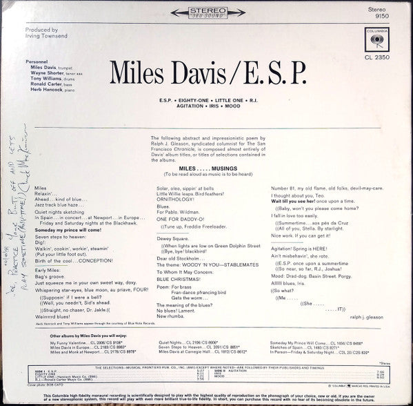 Release: E.S.P.-Vinyl-US-None-PC 9150, 9150-105644