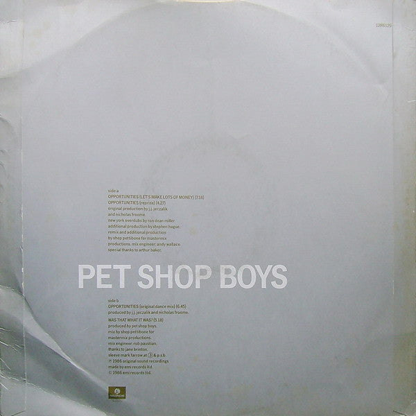 Release: Opportunities (Let's Make Lots Of Money)-Vinyl-UK-1986-12R6129-110040