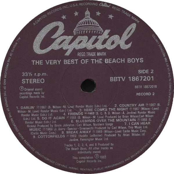 Release: The Very Best Of The Beach Boys (Volume 2) -Vinyl-UK-1983-BBTV 1867193, BBTV 1867201-436565