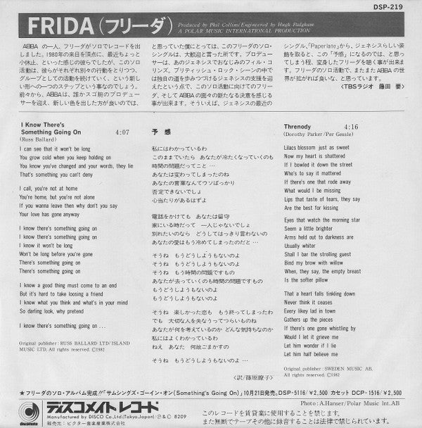 Master Release: I Know There's Something Going On by Frida