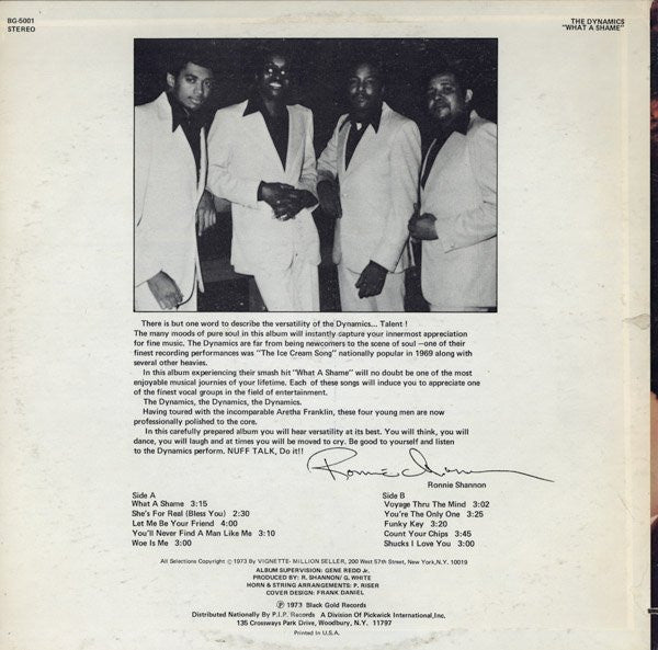 Release: What A Shame-Vinyl-US-1973-BG-5001-655173