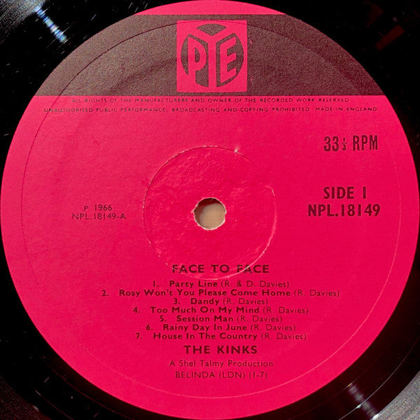 Release: Face To Face-Vinyl-UK-1966-NPL 18149, NPL.18149-455621