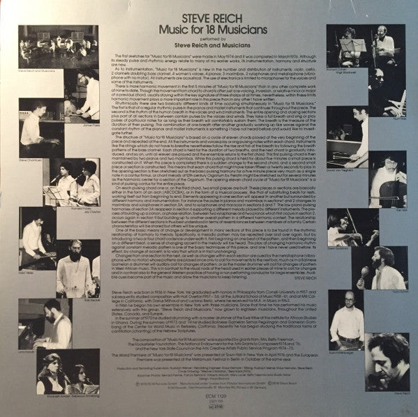 Release: Music For 18 Musicians-Vinyl-Germany-1978-ECM 1129, 2301 129-290971