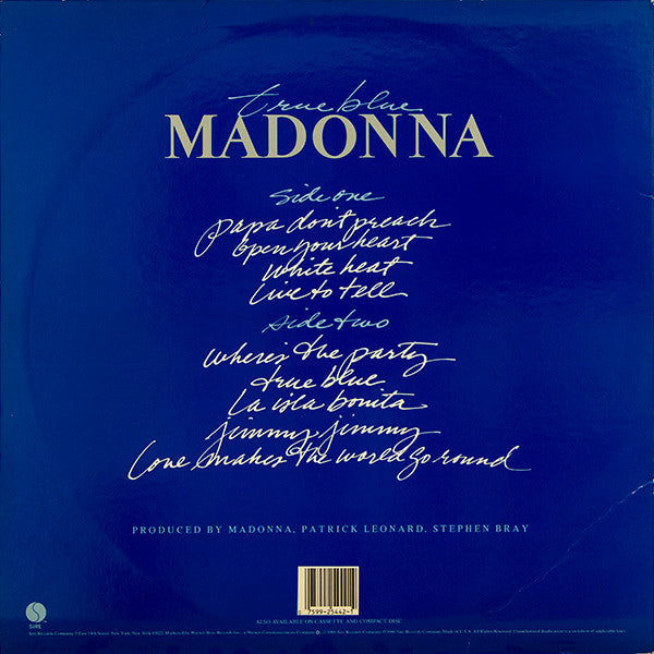 Release: True Blue-Vinyl-US-1986-1-25442, 9 25442-1-597222