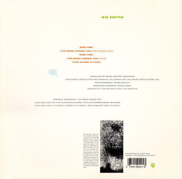 Release: I've Been Losing You  -Vinyl-US-1986-20557-0 A, 0-20557-395478
