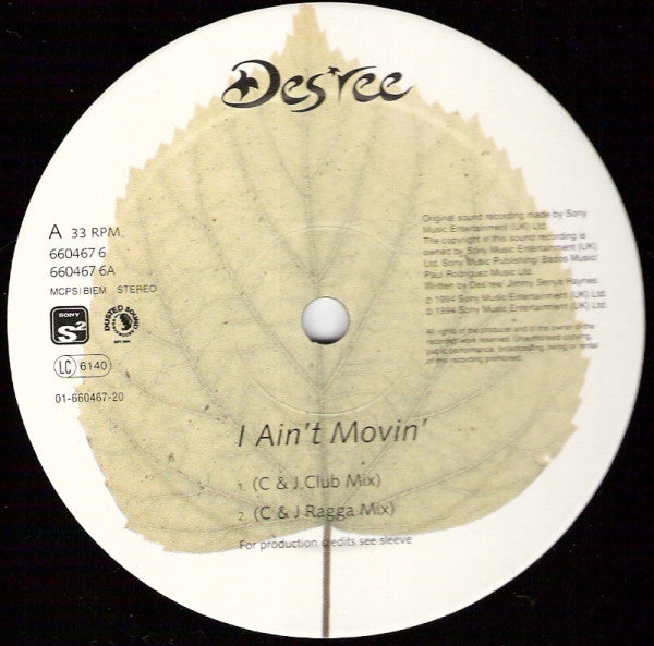 Release: I Ain't Movin'-Vinyl-UK-1994-660467 6-960357