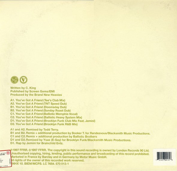 Release: You've Got A Friend-Vinyl-UK-1997-570 013-1, BNHX 10-177391