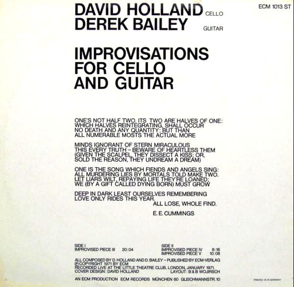 Release: Improvisations For Cello And Guitar-Vinyl-Germany-1971-ECM 1013 ST-460081