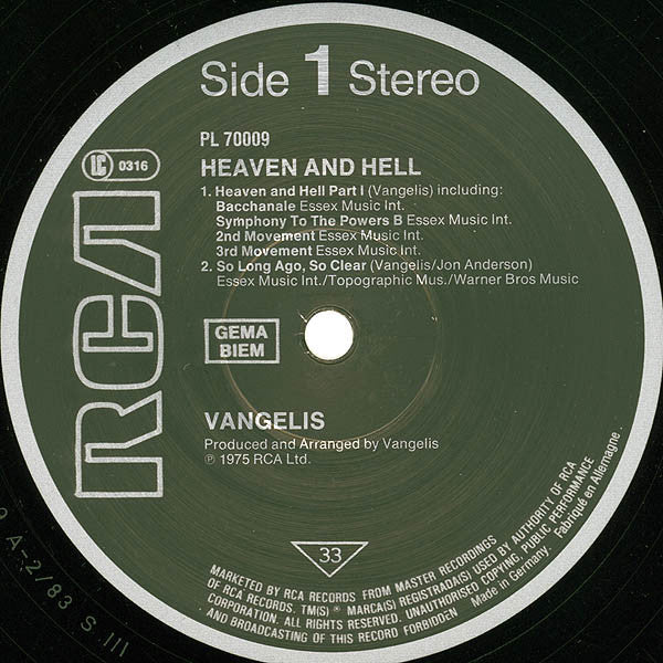 Release: Heaven And Hell-Vinyl-Europe-1985-PL 70009-811019