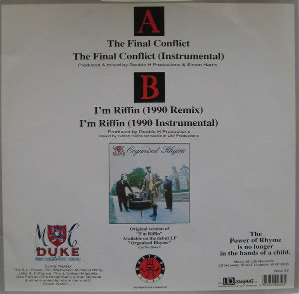 Master Release: The Final Conflict / I'm Riffin' 1990 Remix by MC Duke