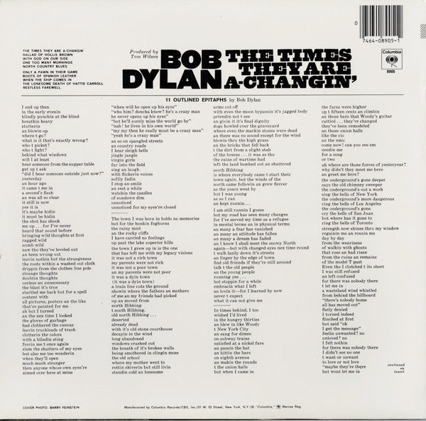 Release: The Times They Are A-Changin'-Vinyl-US-None-8905, PC 8905-797060