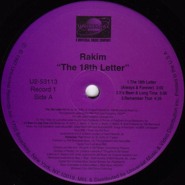 Master Release: The 18th Letter by Rakim