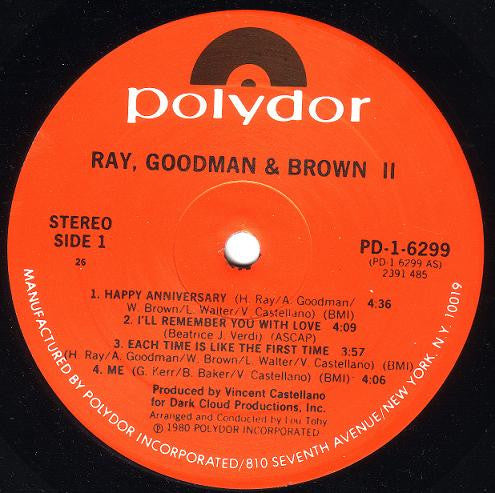 Release: Ray, Goodman & Brown II-Vinyl-US-1980-PD-1-6299, 2391 485-929862