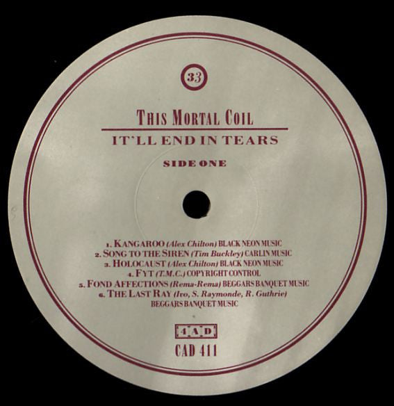 Release: It'll End In Tears-Vinyl-UK-1984-CAD 411-194107
