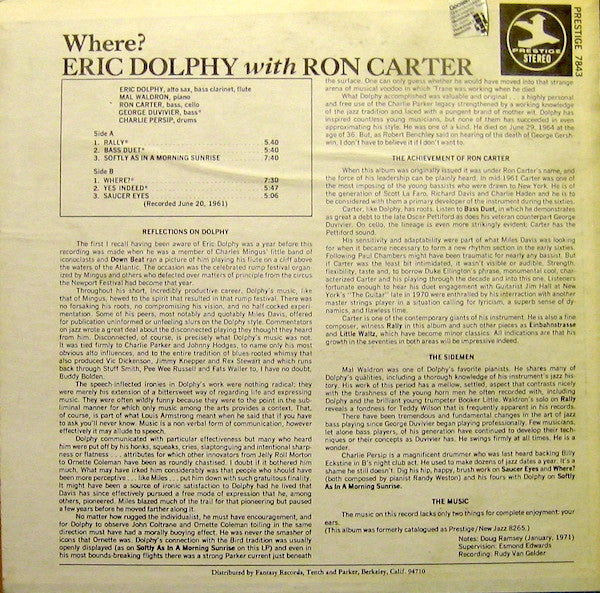 Release: Where?-Vinyl-US-1972-PR 7843, PRT 7843-725901